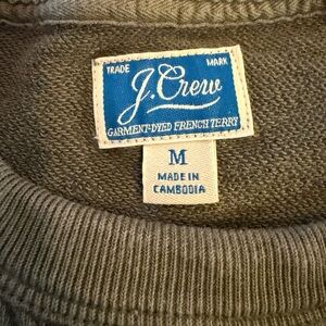 J. Crew Garment-Dyed French Terry Sweatshirt - Olive - Medium